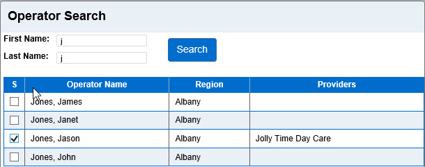 An image showing how to search for an operator