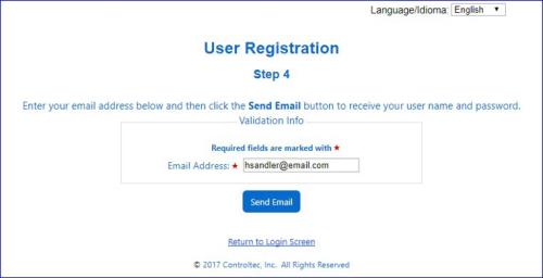 An image showing the page where to enter your email address