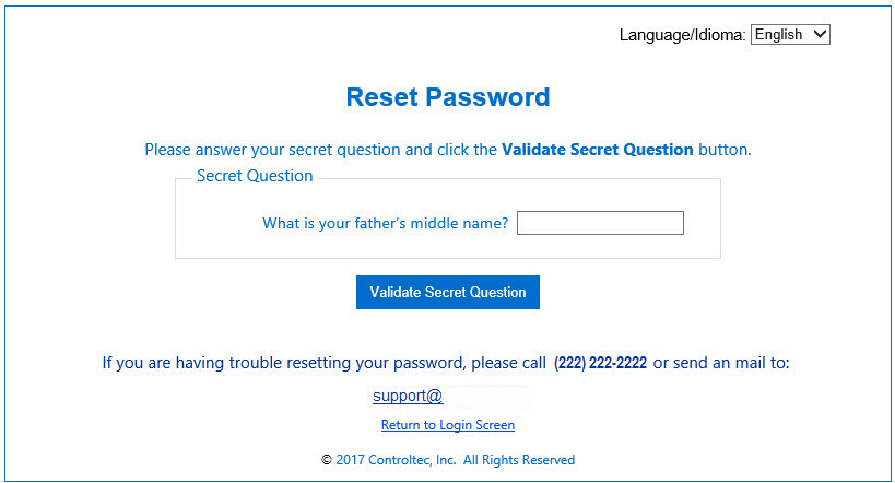 An image showing a security question to verify resetting the password