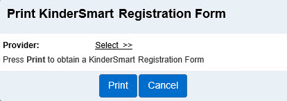 An image showing the search parameters for the KinderSmart sponsor registration form